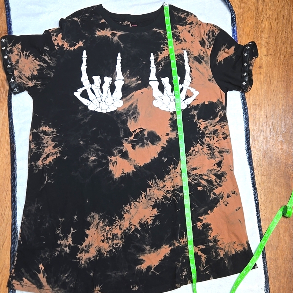 Romwe 1XL Reverse Tie Dye Skeleton Hands Accented Chest Sheath Dress - Picture 10 of 11